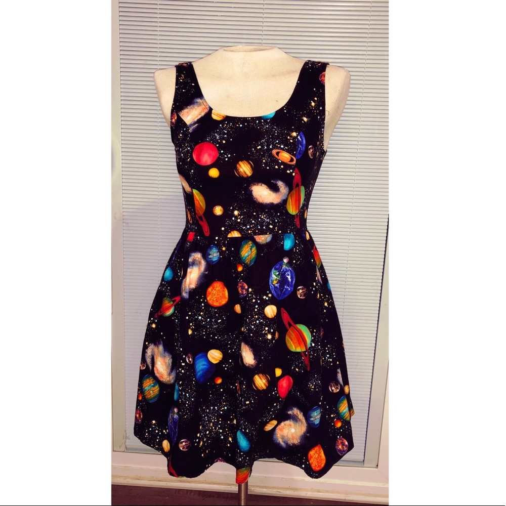 Galaxy print pinup style dress size M